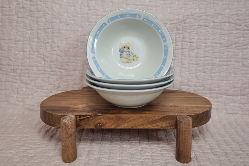 Set of 4 Vintage Tienshan Theodore Teddy Bear Cereal Bowl