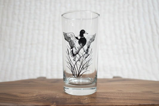 Set of 4 vintage game foul bird and cattails high ball drinking glasses