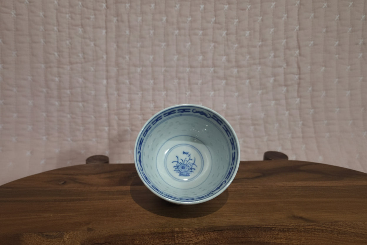 Vintage Chinese Dragon Rice Grain Bowl + Soup Spoon set