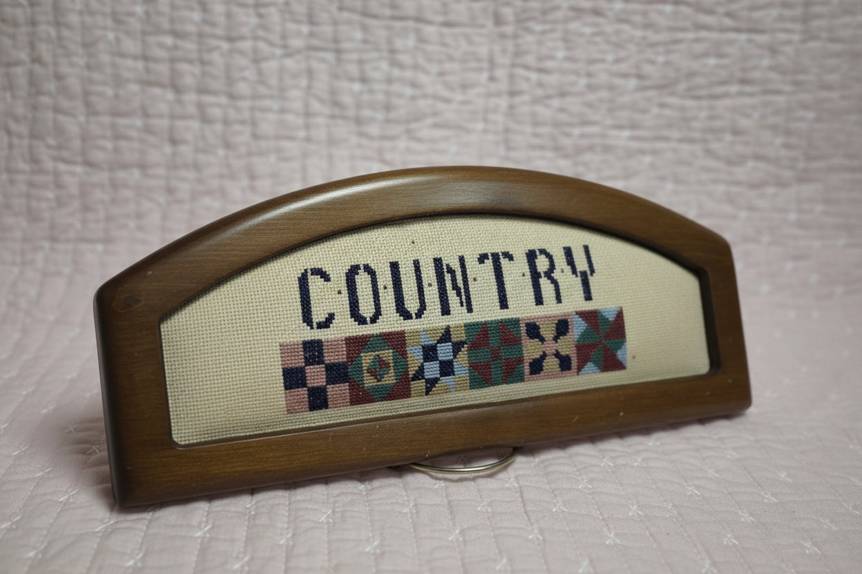 Wooden Embroidered "Country" Sign